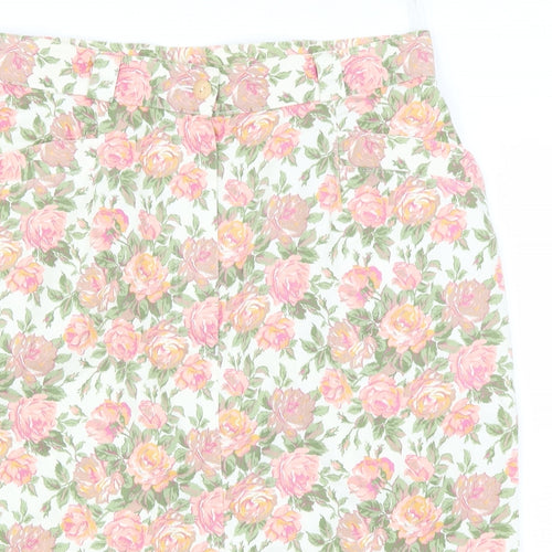 St Michael Womens Ivory Floral  A-Line Skirt Size 14