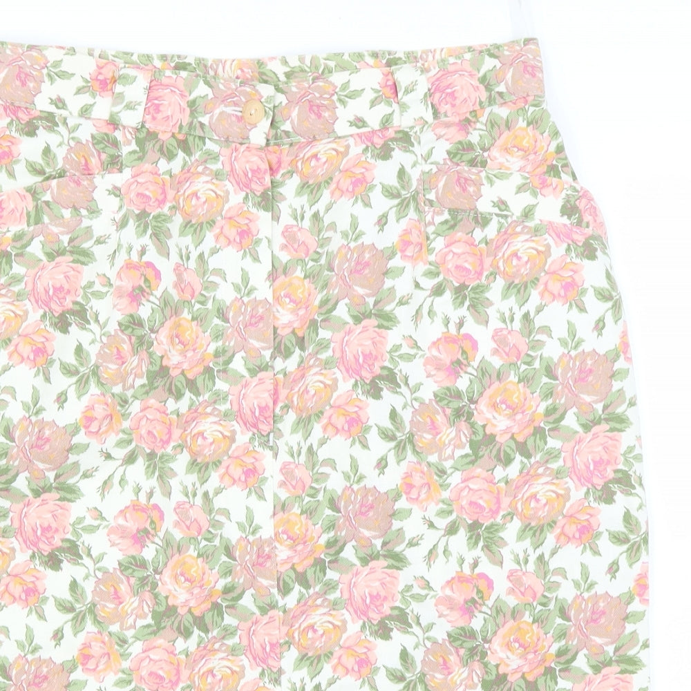 St Michael Womens Ivory Floral  A-Line Skirt Size 14