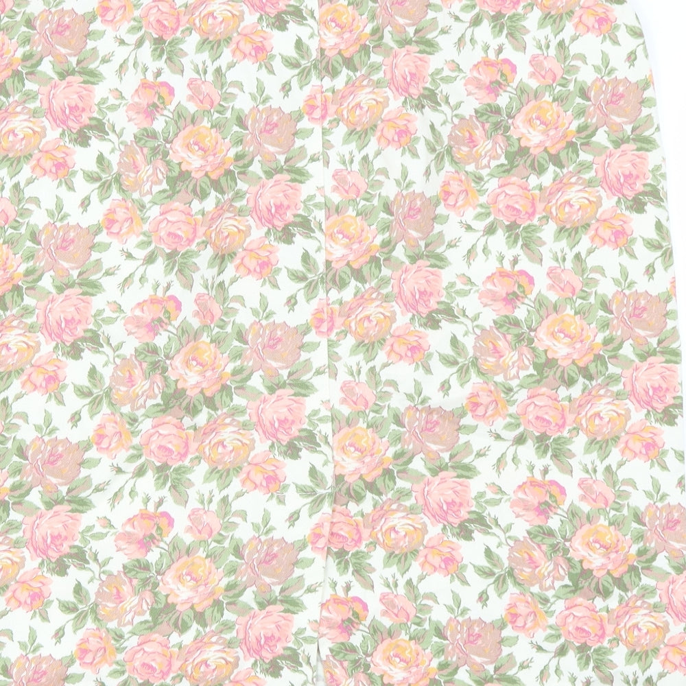 St Michael Womens Ivory Floral  A-Line Skirt Size 14