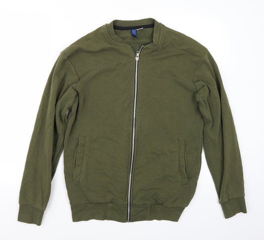 Front view of H&M men’s green jacket, size XS