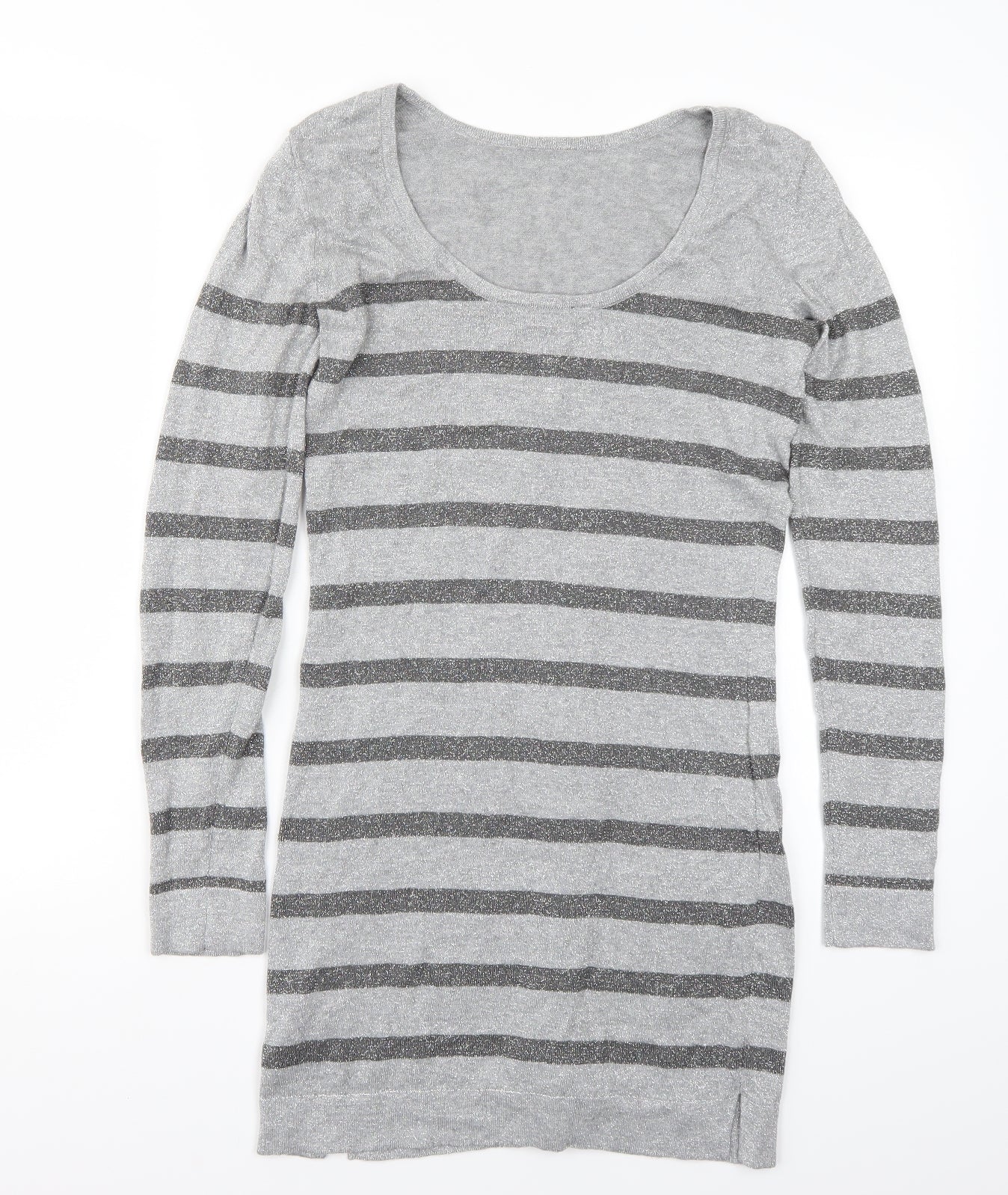 Dorothy Perkins Womens Grey Striped  Pullover Jumper Size 8