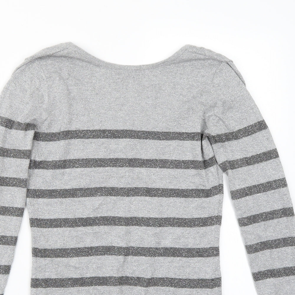 Dorothy Perkins Womens Grey Striped  Pullover Jumper Size 8