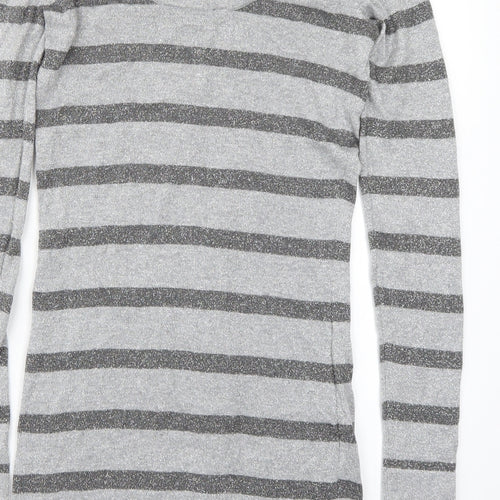 Dorothy Perkins Womens Grey Striped  Pullover Jumper Size 8
