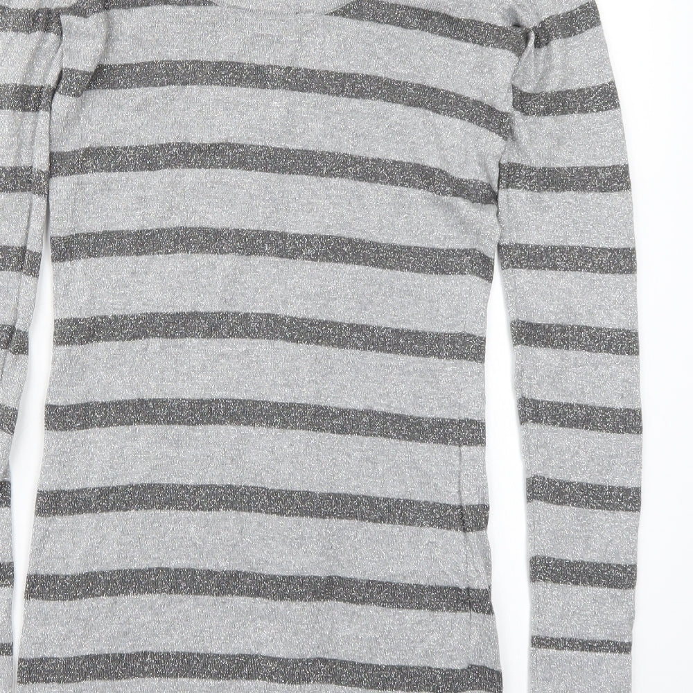 Dorothy Perkins Womens Grey Striped  Pullover Jumper Size 8