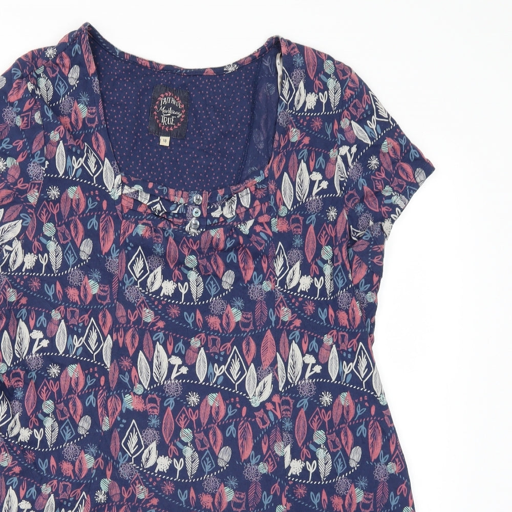 Mantaray Womens Blue Floral Rayon A-Line  Size 18
