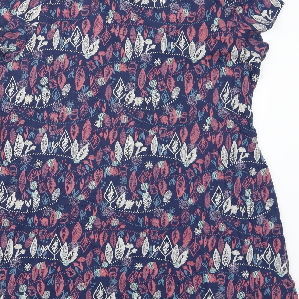 Mantaray Womens Blue Floral Rayon A-Line  Size 18