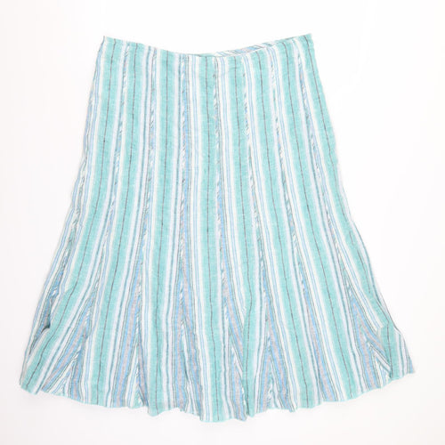 Per Una Womens Blue Striped  A-Line Skirt Size 16