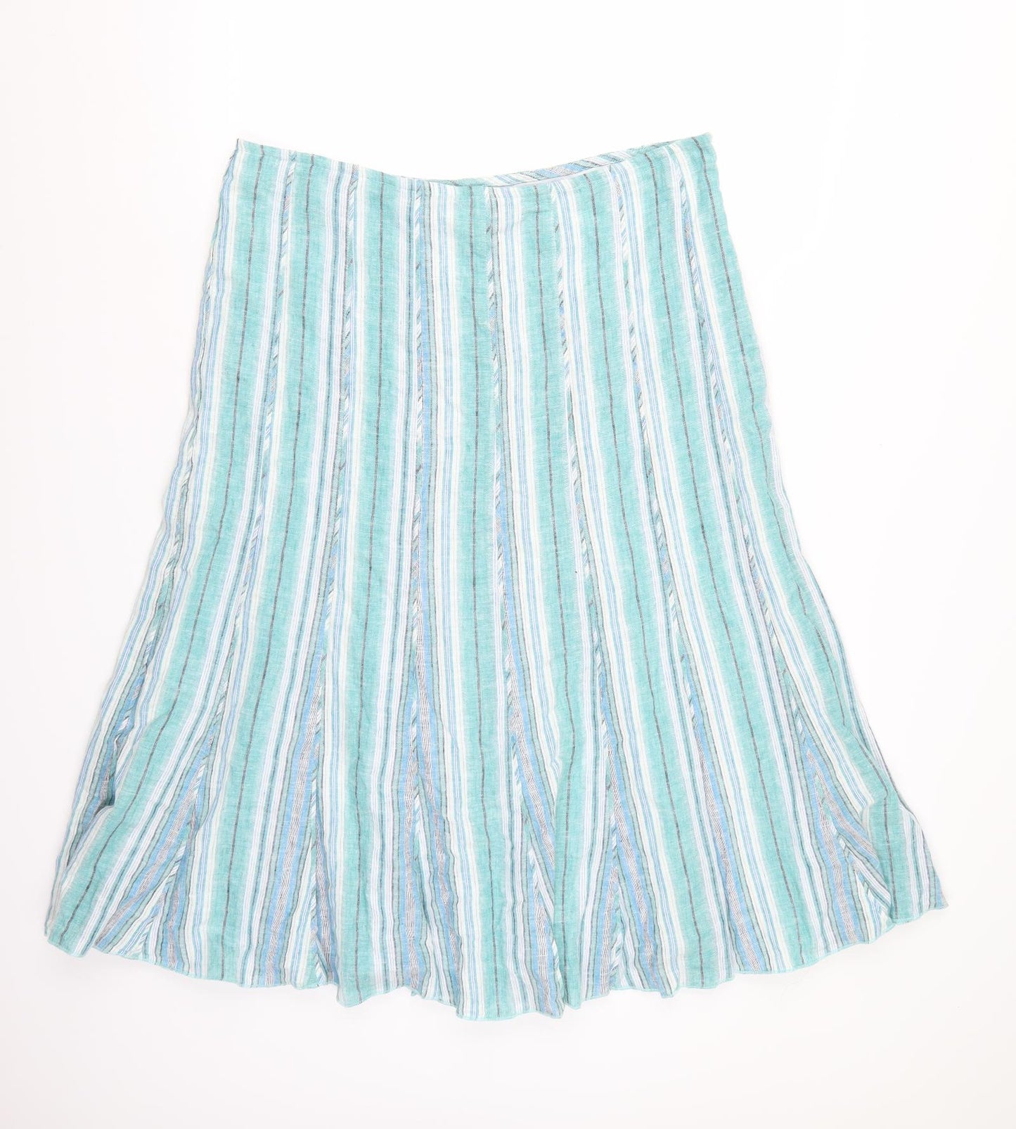 Per Una Womens Blue Striped  A-Line Skirt Size 16