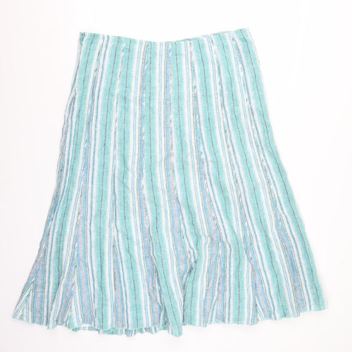 Per Una Womens Blue Striped  A-Line Skirt Size 16