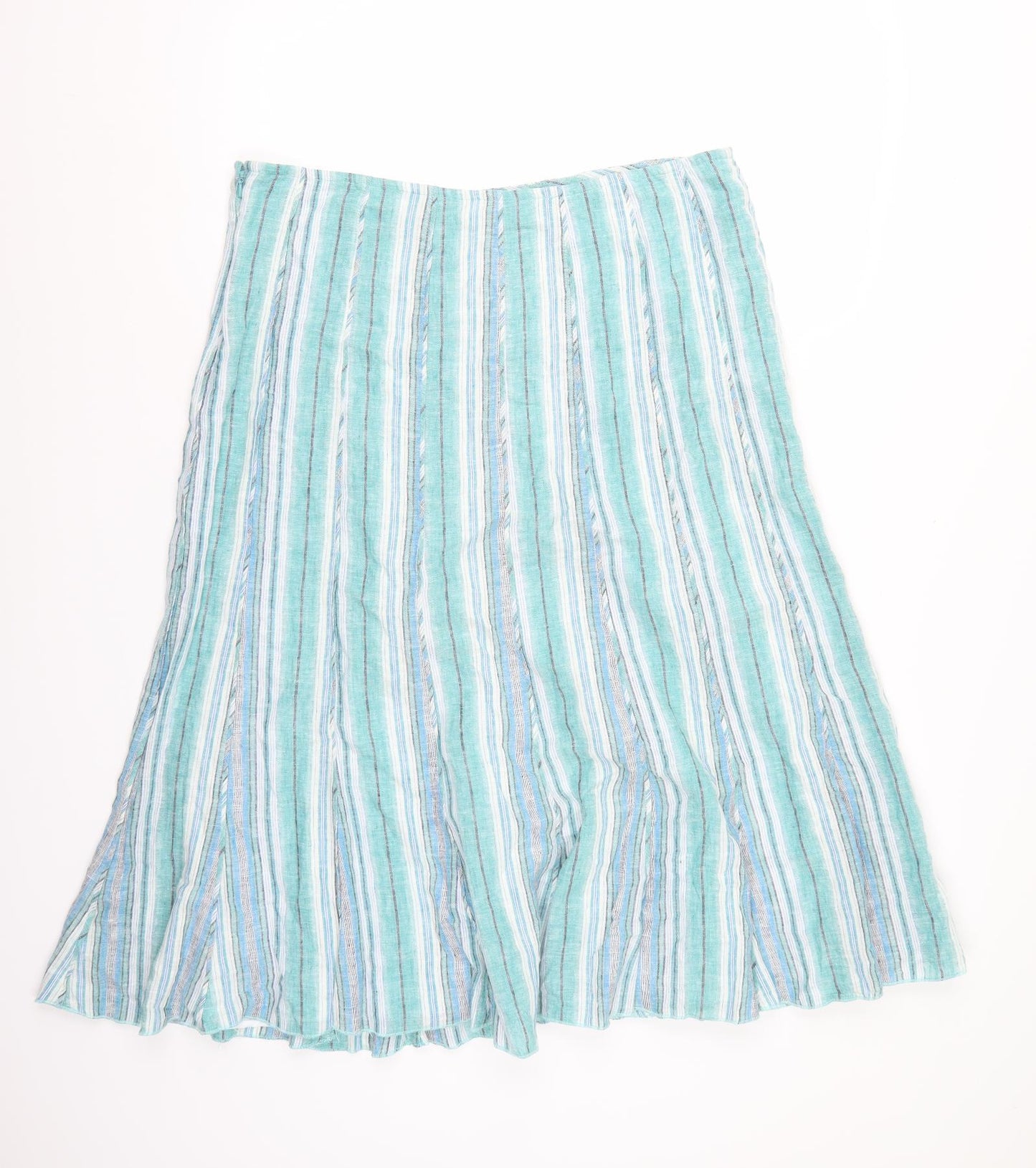 Per Una Womens Blue Striped  A-Line Skirt Size 16