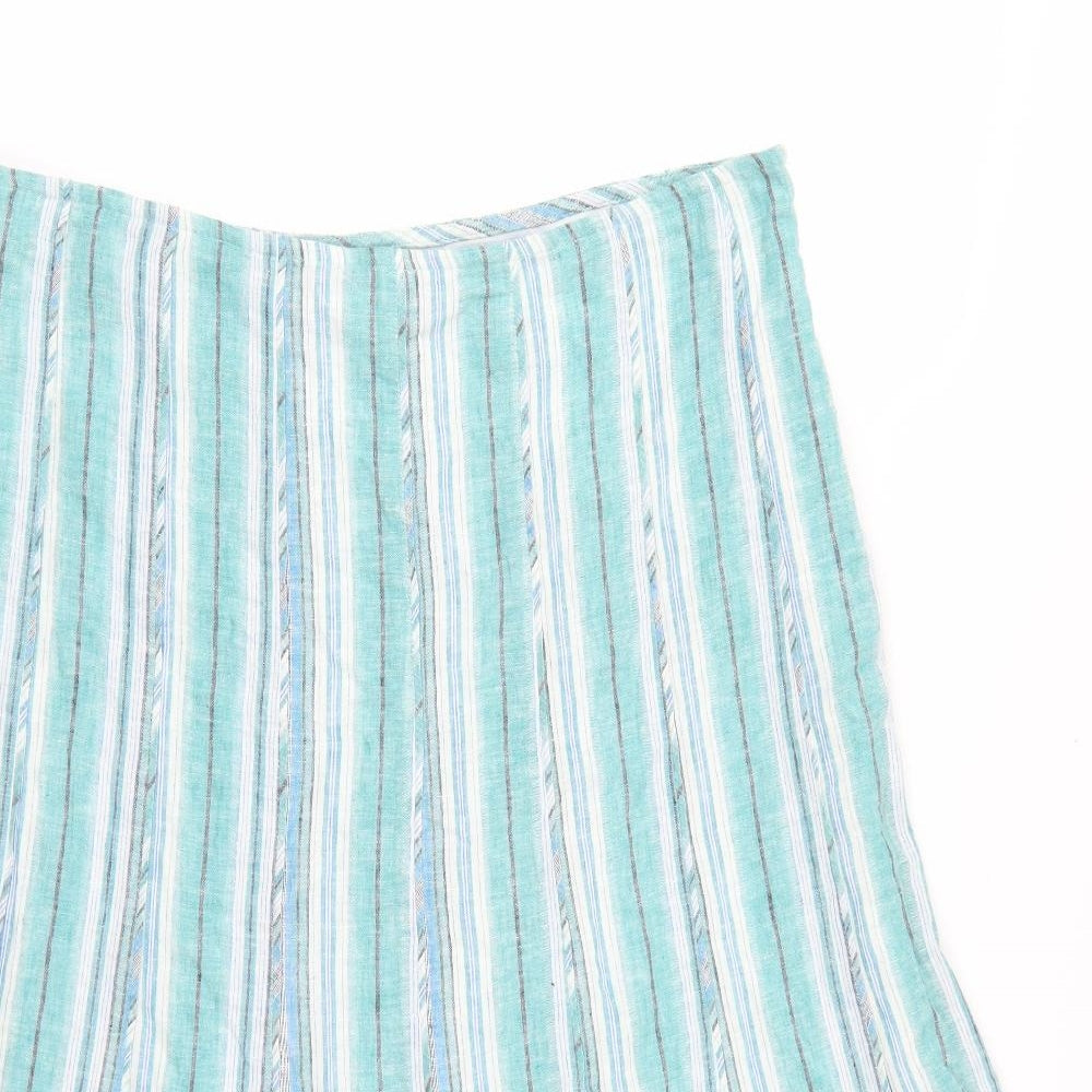 Per Una Womens Blue Striped  A-Line Skirt Size 16