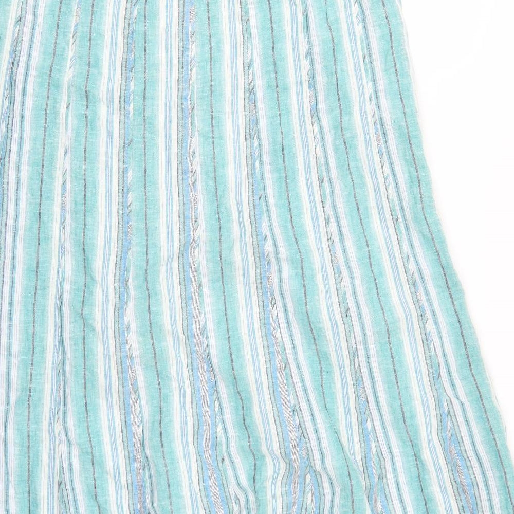 Per Una Womens Blue Striped  A-Line Skirt Size 16