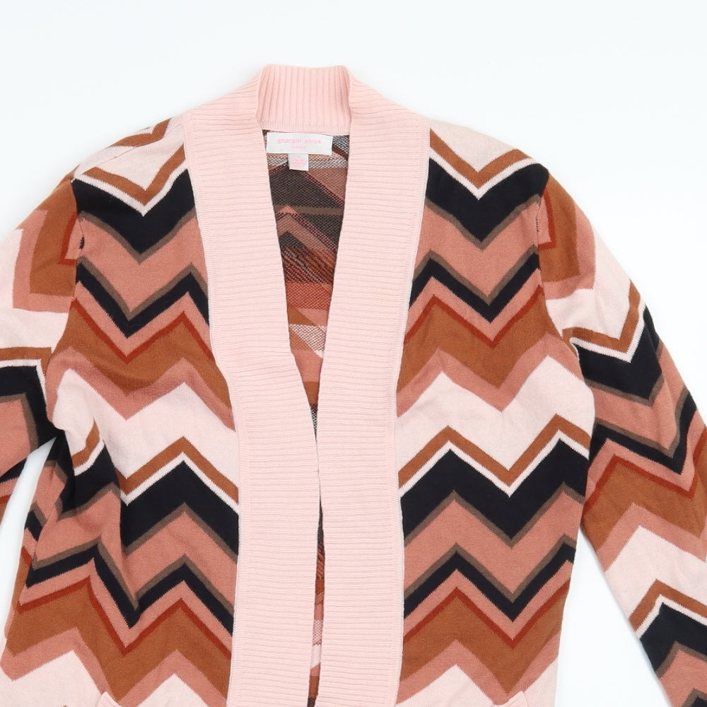 Gharani Strok Womens Pink Geometric  Cardigan Jumper Size S