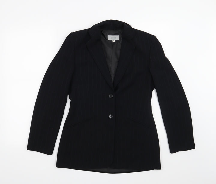 NEXT Womens Black Striped Jacket Suit Jacket Size 8
