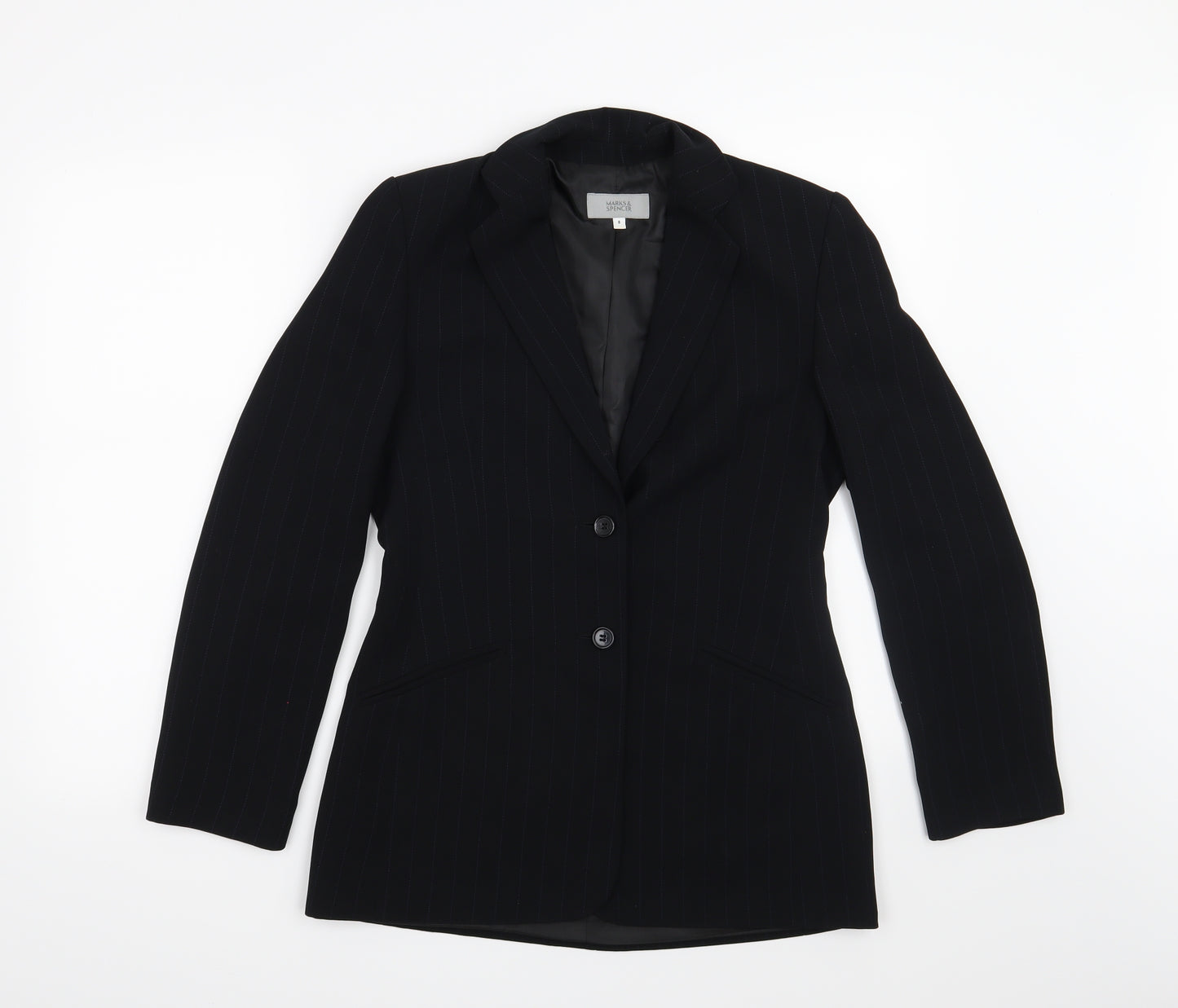NEXT Womens Black Striped  Jacket Suit Jacket Size 8