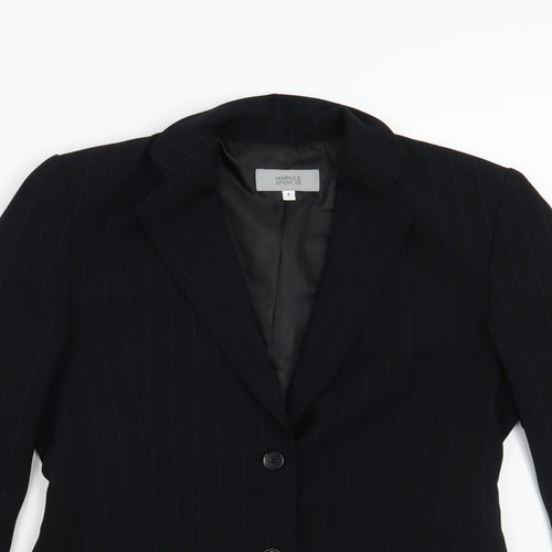 NEXT Womens Black Striped  Jacket Suit Jacket Size 8