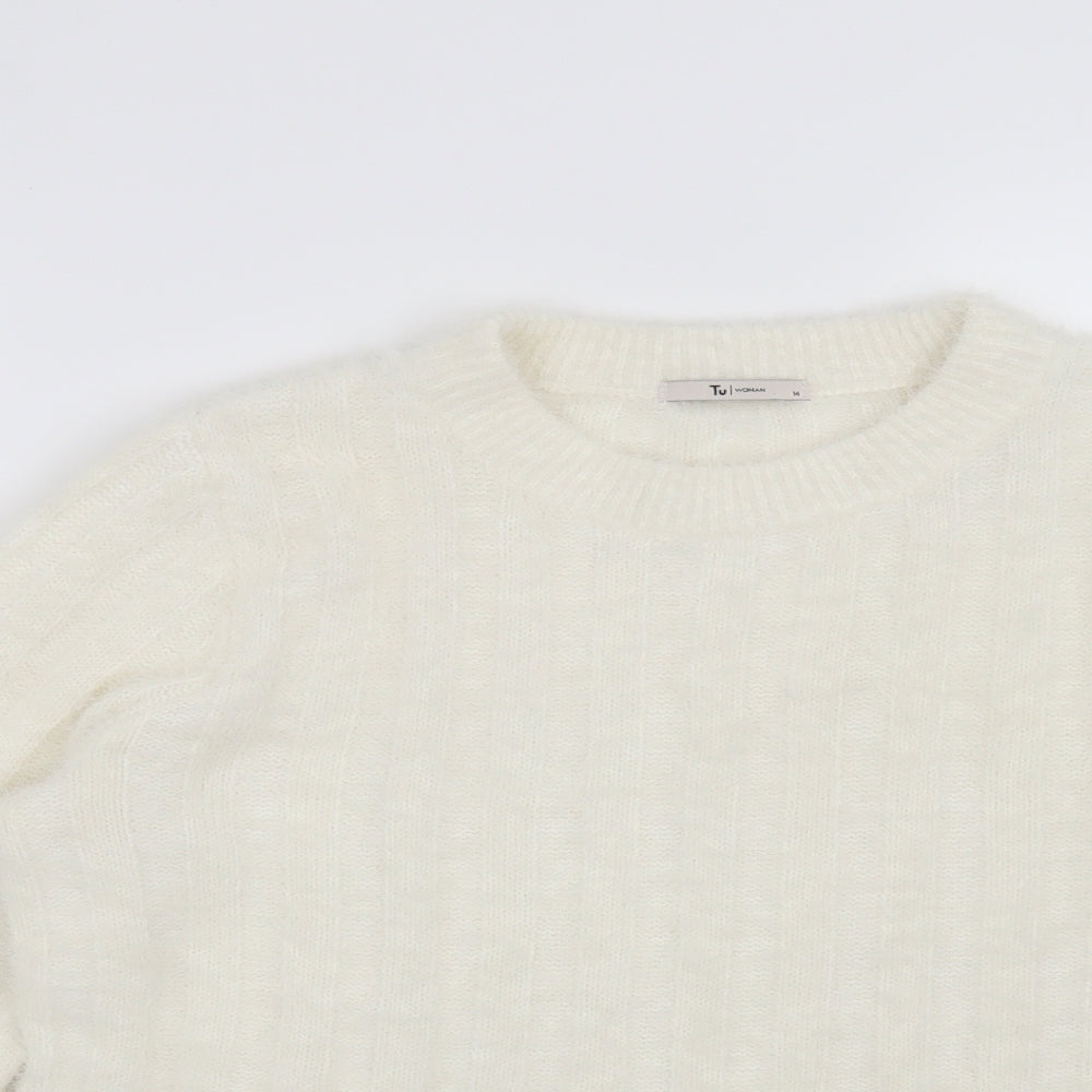 TU Womens Beige Striped  Pullover Jumper Size 14