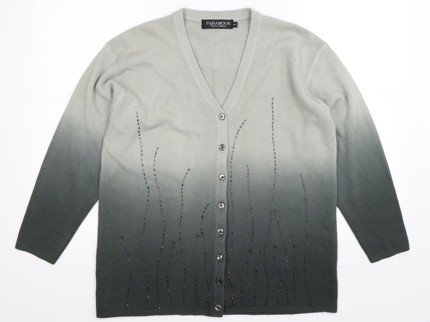 Paramour Womens Grey  Knit Cardigan Jumper Size L
