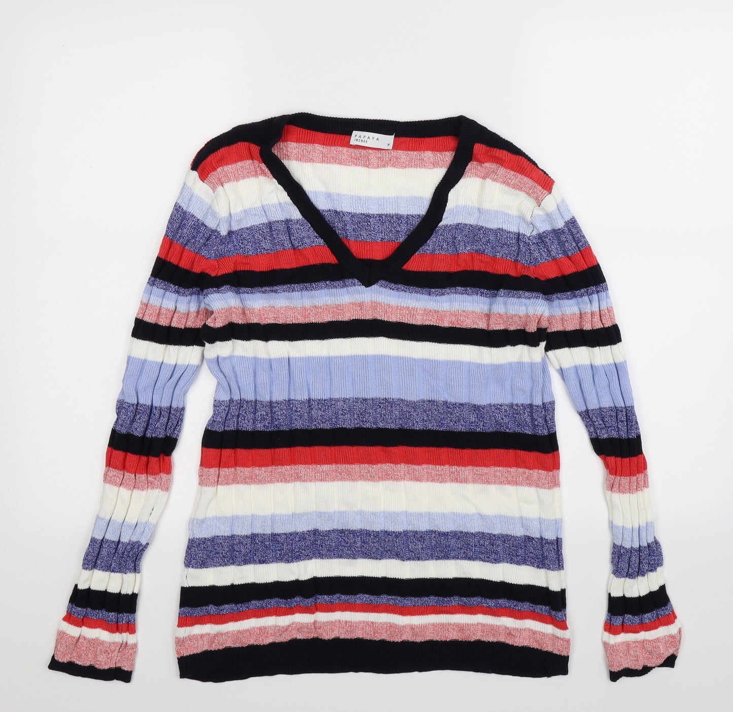 Papaya Womens Multicoloured Striped Knit Pullover Jumper Size M