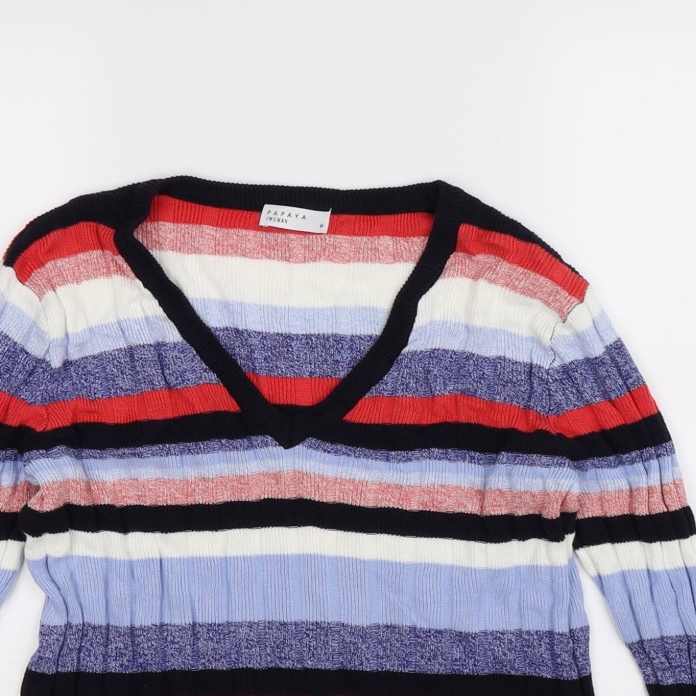 Papaya Womens Multicoloured Striped Knit Pullover Jumper Size M