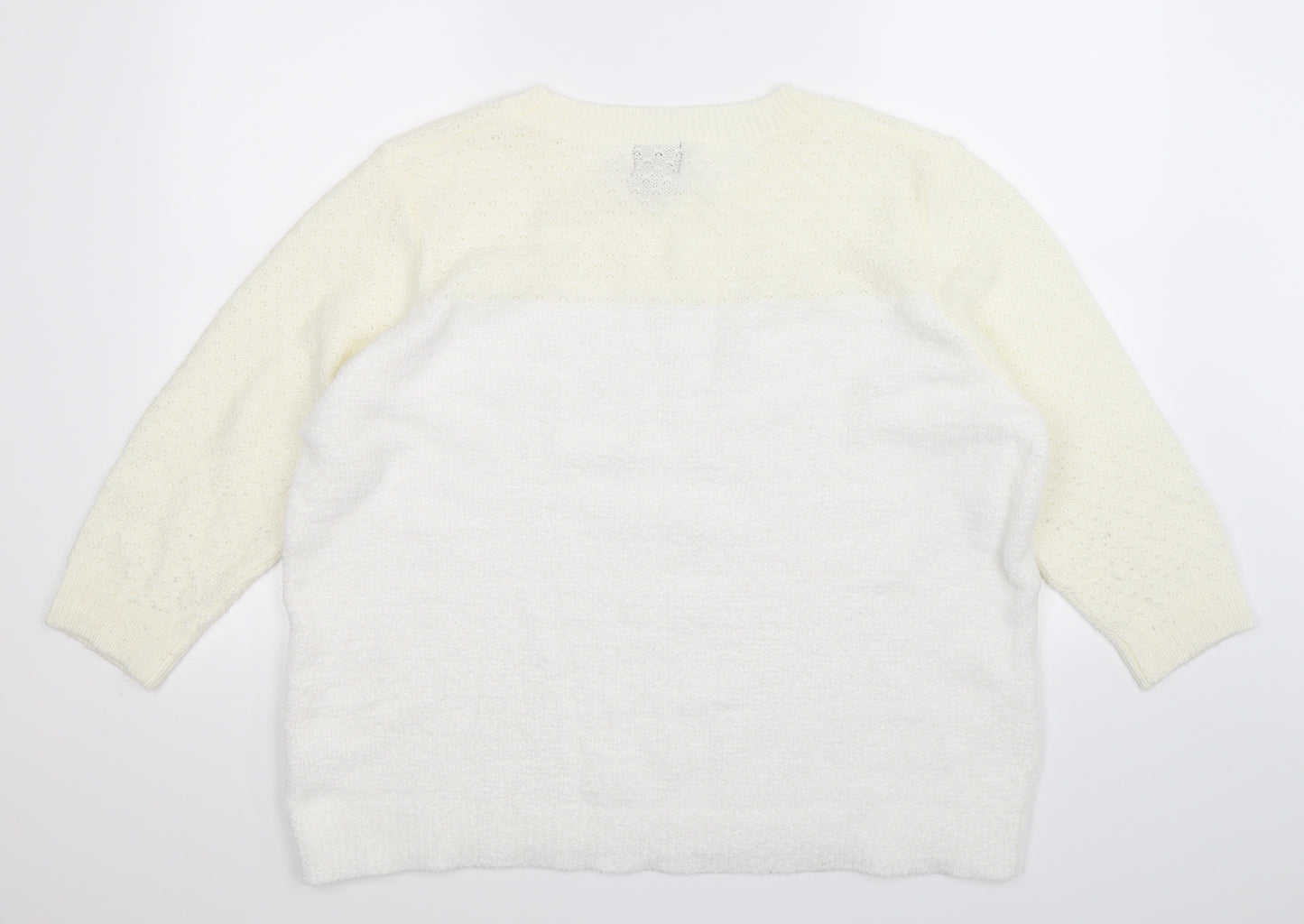 Luxe Womens White  Knit Pullover Jumper Size XL