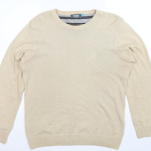 Easy Mens Beige  Knit Pullover Jumper Size M