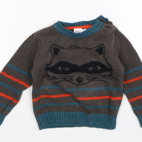 Mini Club Boys Grey  Knit Pullover Jumper Size 9-12 Months