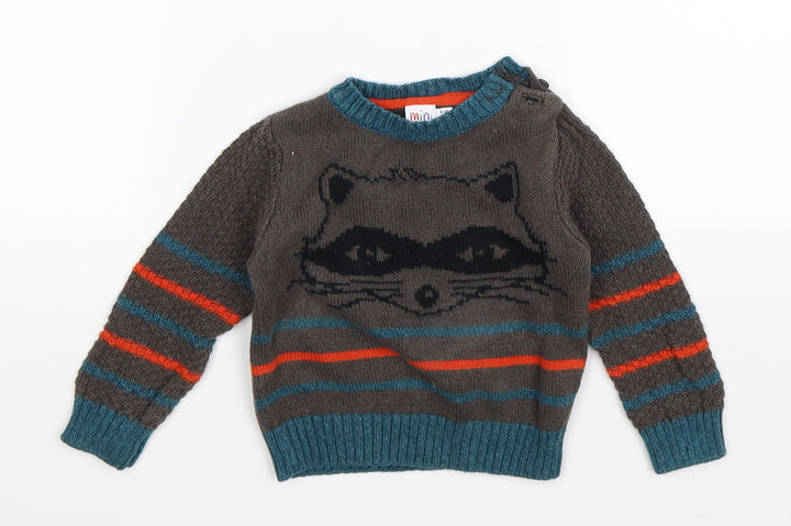 Mini Club Boys Grey Knit Pullover Jumper Size 9-12 Months