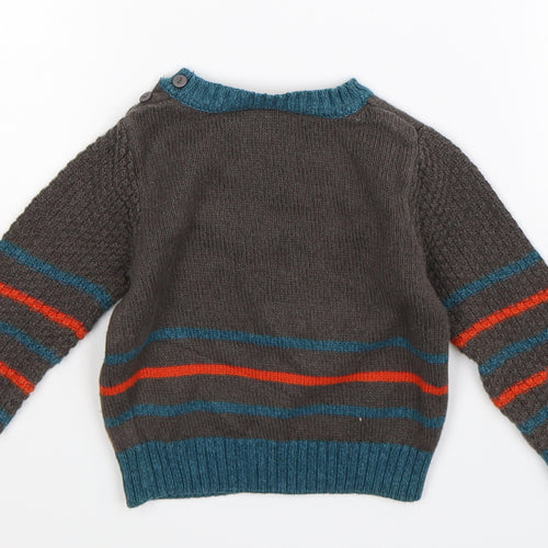 Mini Club Boys Grey  Knit Pullover Jumper Size 9-12 Months