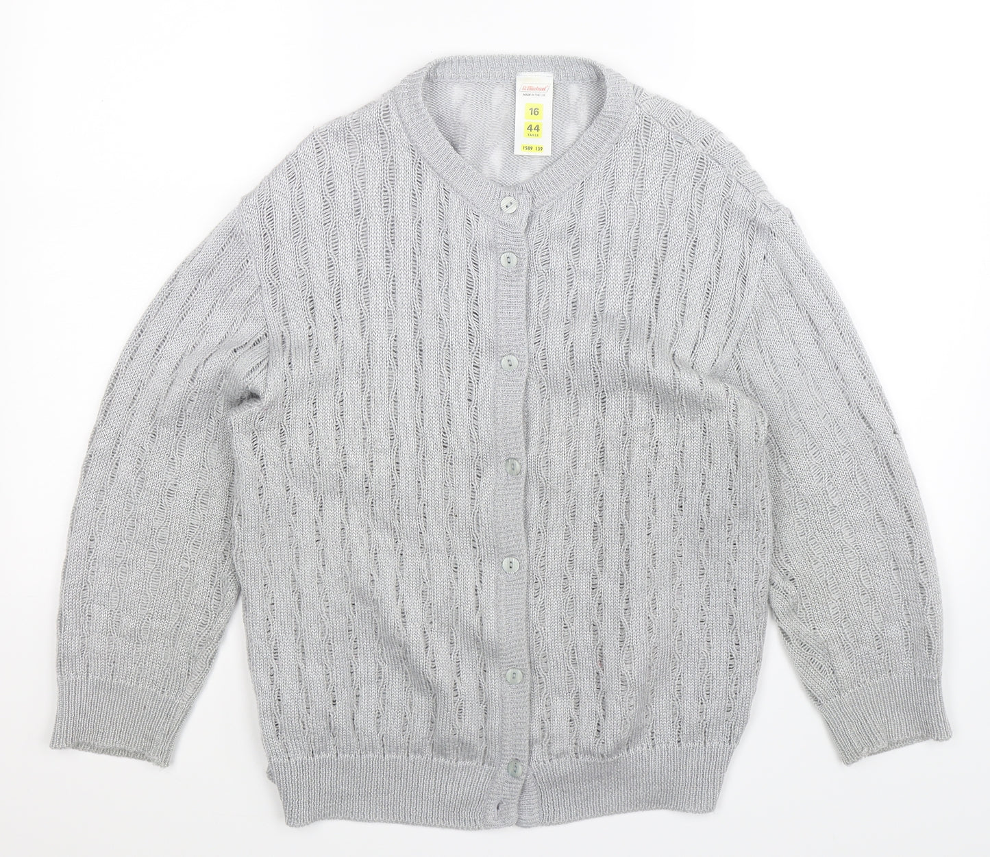 St Michael Womens Grey  Knit Cardigan Jumper Size 16