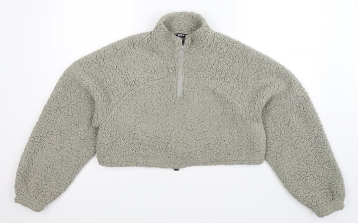 SheIn Womens Grey Fleece Jacket Size S