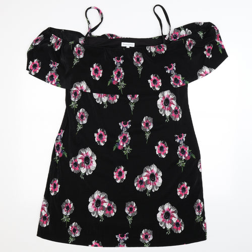 Warehouse Womens Black Floral  Tank Dress  Size 18