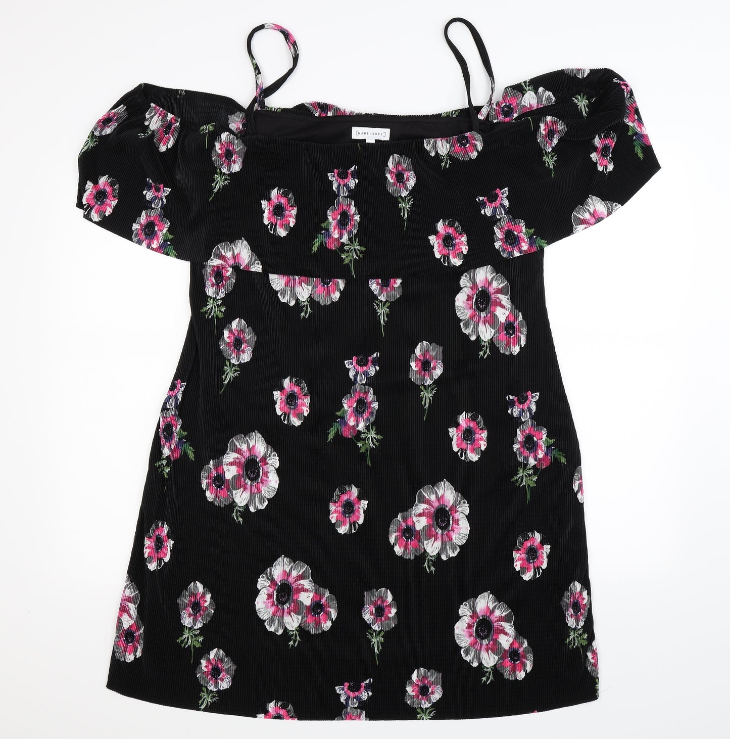 Warehouse Womens Black Floral  Tank Dress  Size 18