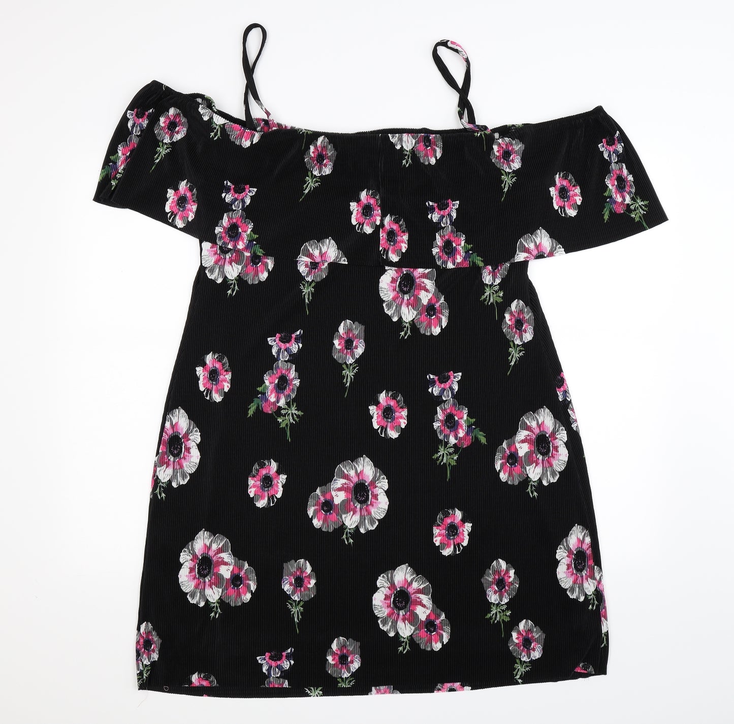 Warehouse Womens Black Floral  Tank Dress  Size 18