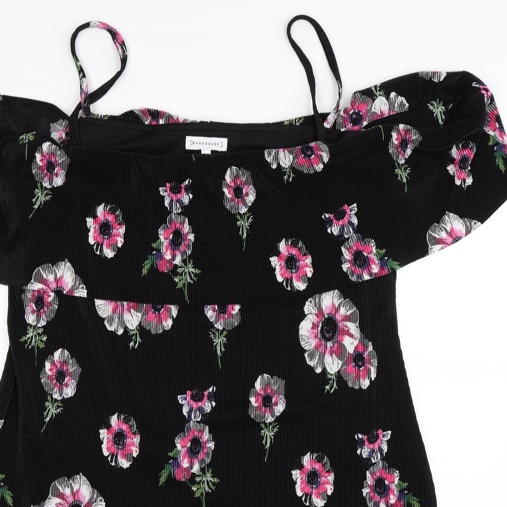 Warehouse Womens Black Floral  Tank Dress  Size 18