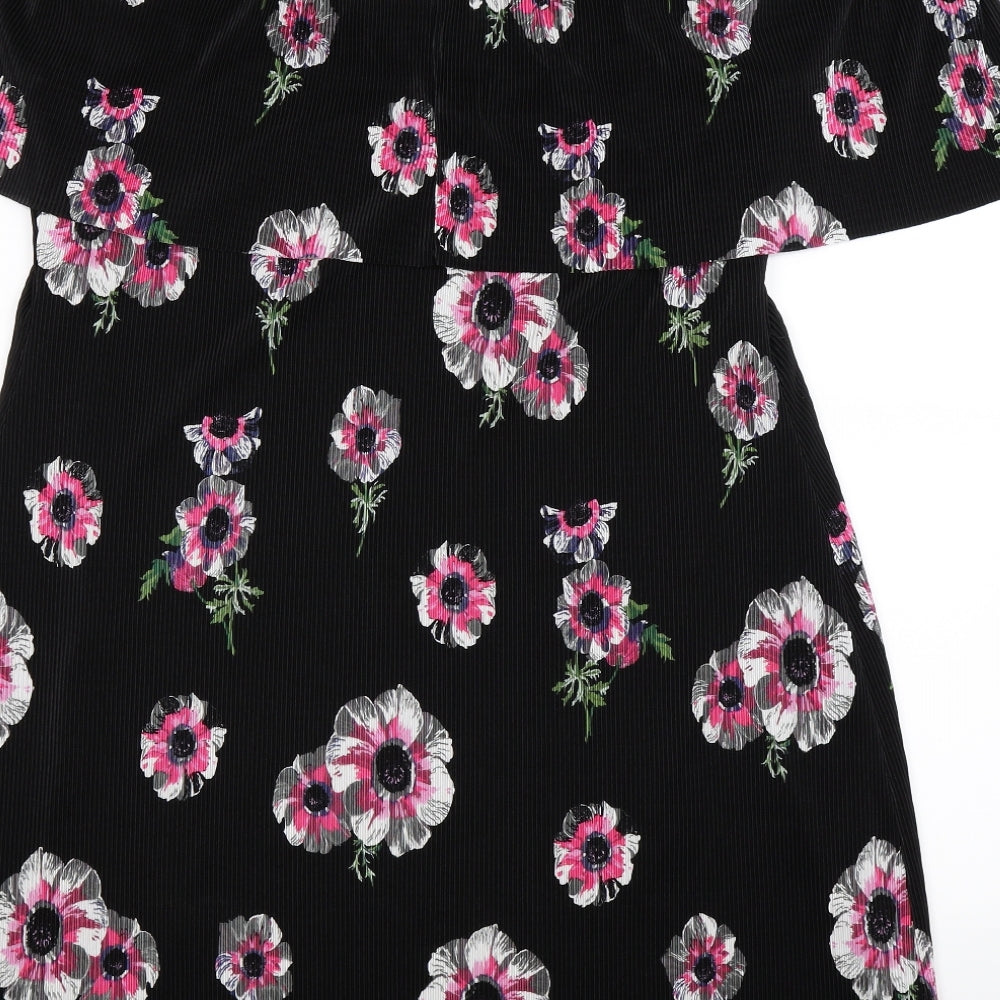 Warehouse Womens Black Floral  Tank Dress  Size 18