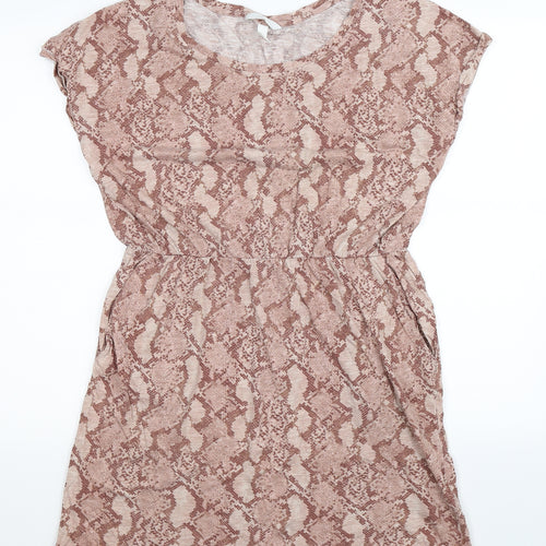 H&M Womens Beige Animal Print  T-Shirt Dress  Size M