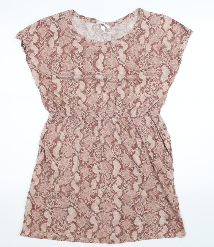 H&M Womens Beige Animal Print  T-Shirt Dress  Size M