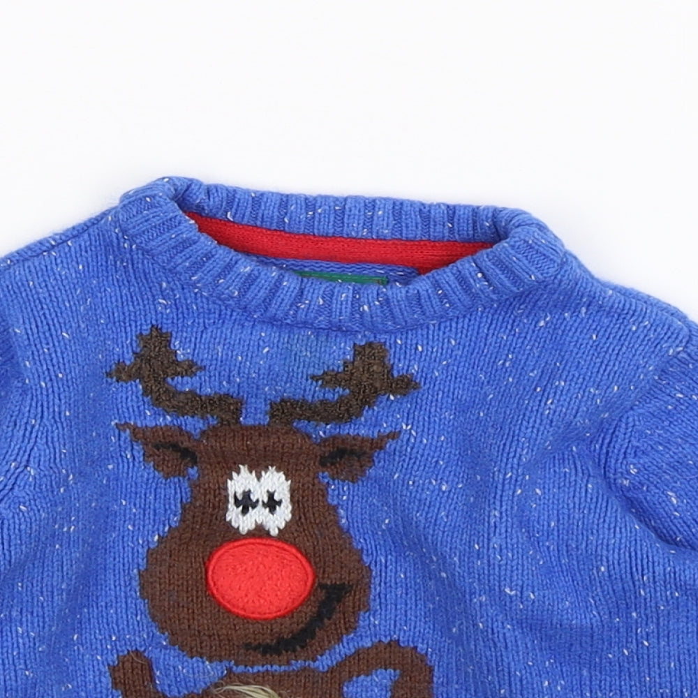 TU Boys Blue  Knit Pullover Jumper Size 18-24 Months  - Christmas