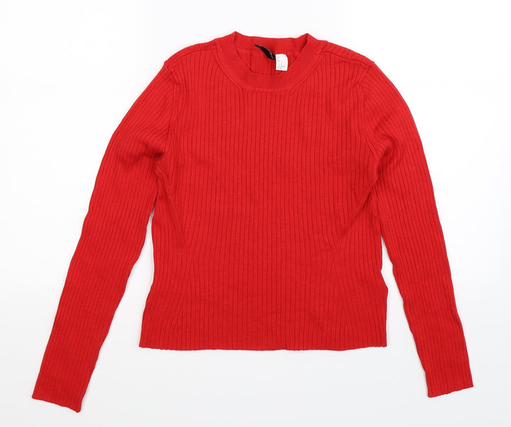 Divided Womens Red Knit Pullover Jumper Size M