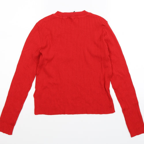 Divided Womens Red  Knit Pullover Jumper Size M
