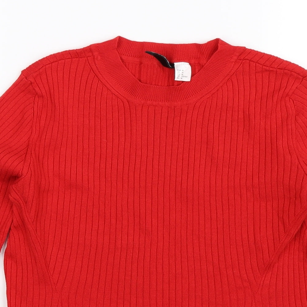 Divided Womens Red  Knit Pullover Jumper Size M