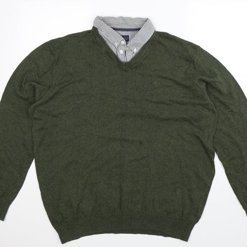 Lincoln Mens Green  Knit Pullover Jumper Size XL