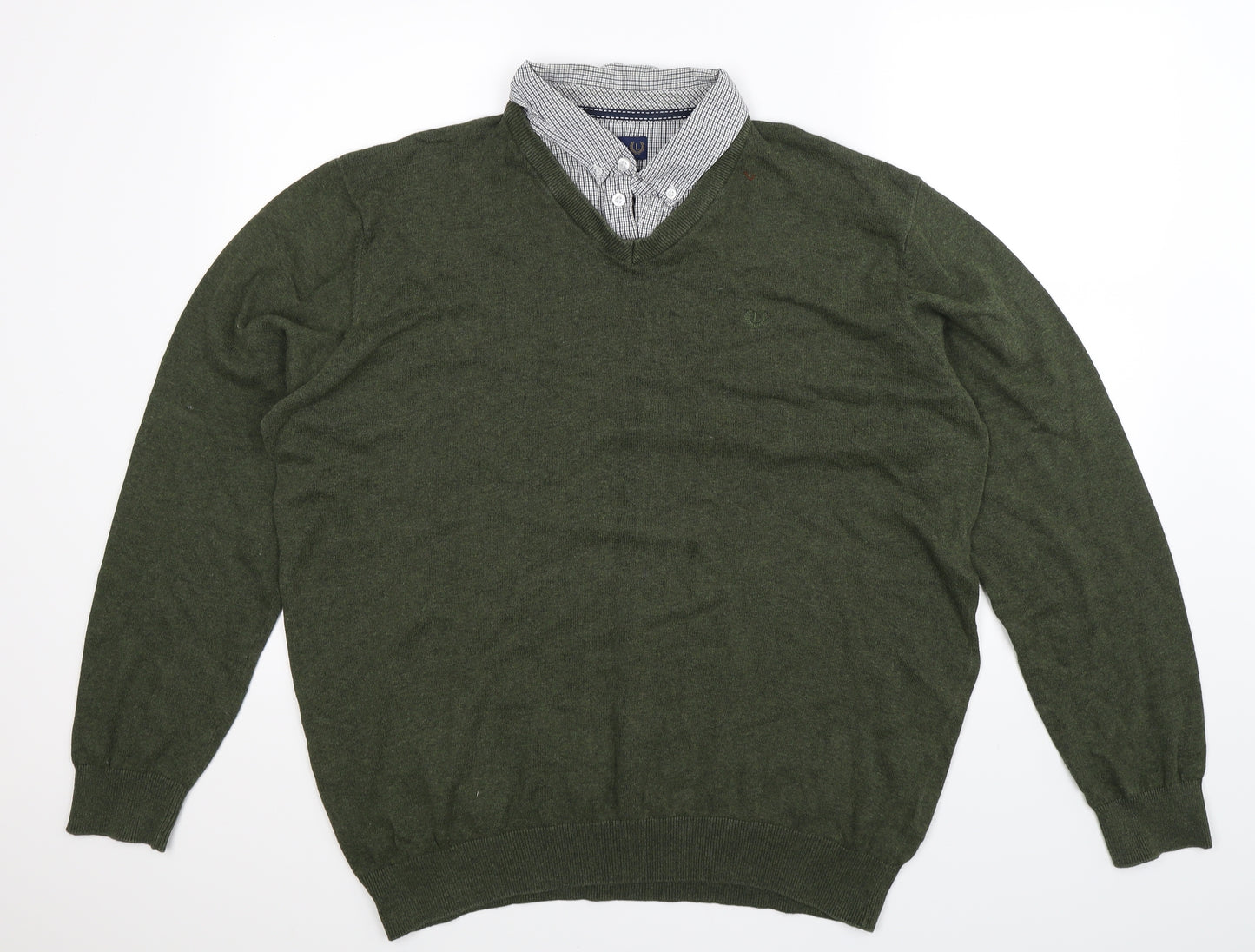 Lincoln Mens Green  Knit Pullover Jumper Size XL