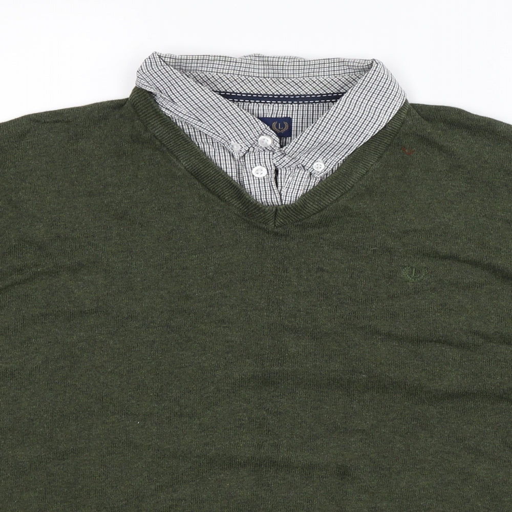 Lincoln Mens Green  Knit Pullover Jumper Size XL
