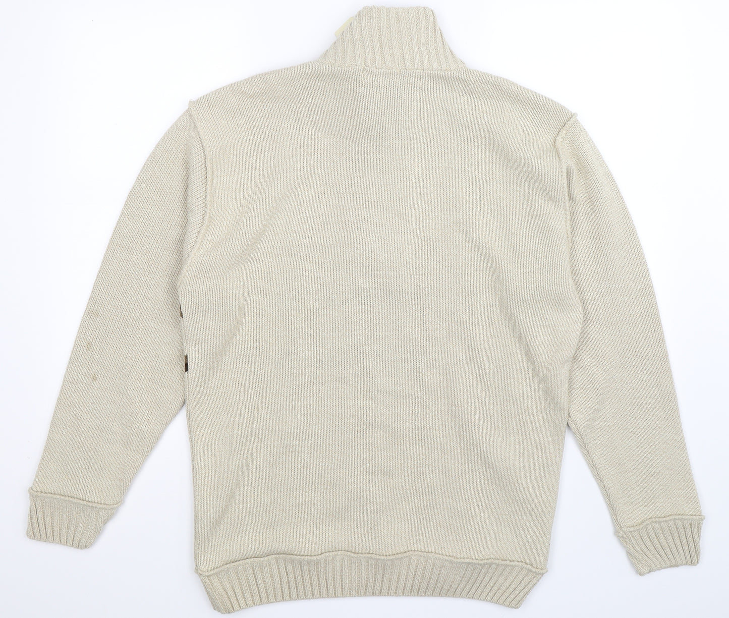 Carabou Mens Beige Striped Knit Pullover Jumper Size S