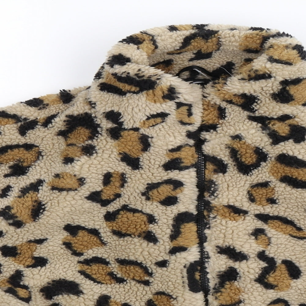 Primark Womens Beige Animal Print Fleece Jacket  Size 14
