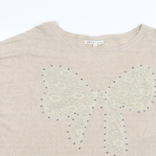 Millennium Womens Beige  Knit Pullover Jumper One Size  - Oversized