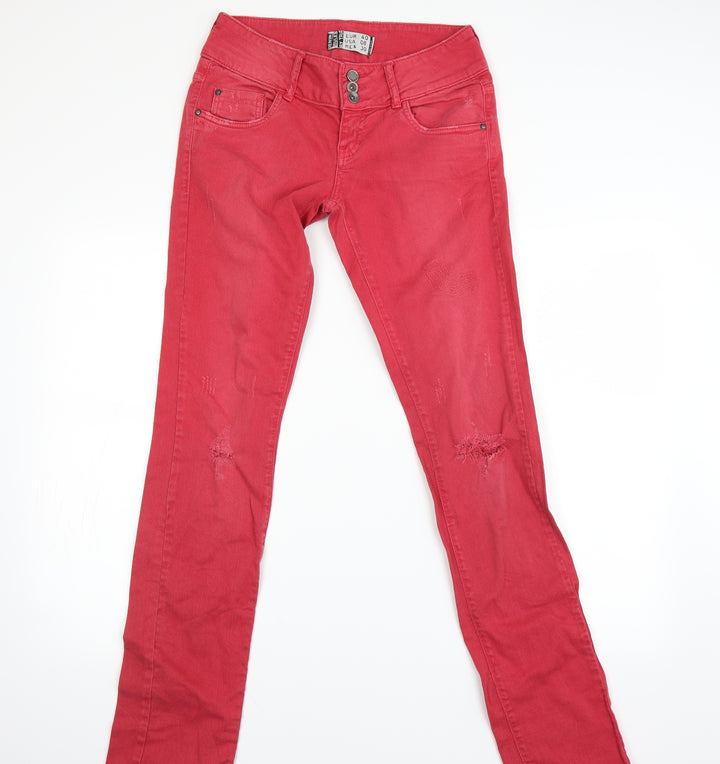 trr Womens Orange Houndstooth  Straight Jeans Size 12 L30 in