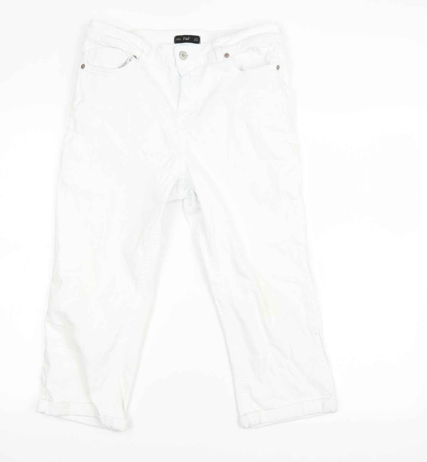 F&F Womens White Houndstooth  Cut-Off Shorts Size 14